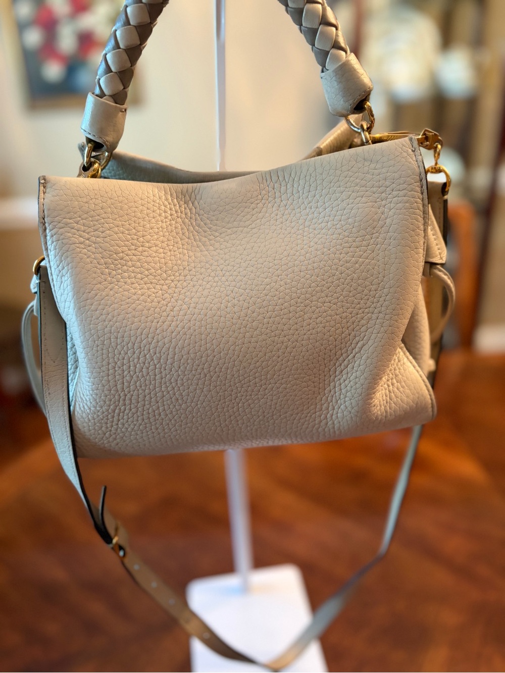 Beautiful Mulberry Small Iris Satchel in Soft Cream with Tan -Trim Handle - Picture 8 of 15